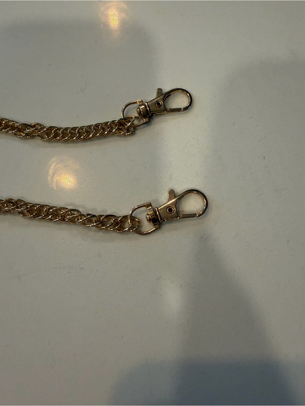 Gold Chain Purse Strap with Lobster Clasps - Gold 39”